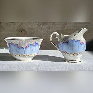 Tuscan 'Blue Poppy' ('Lotus') Creamer & Sugar Bowl